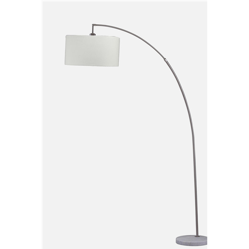 Lampe sur pied arquée argentée de 78 pouces avec abat-jour KD, boîte double (1 pièce / boîte) (2,15 / 26,84)