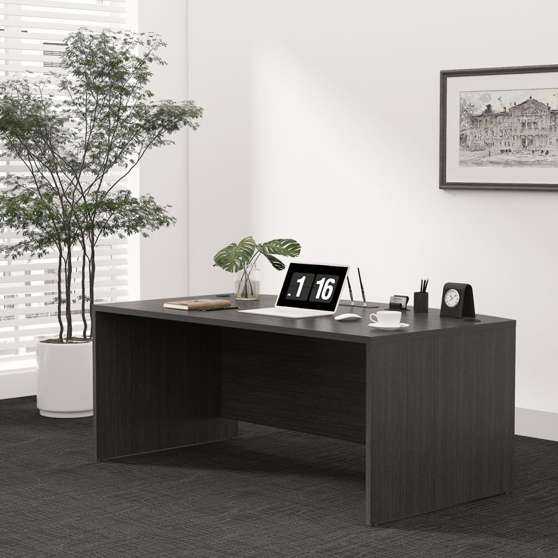  66.93'' Bow Front Executive Desk, Licorice