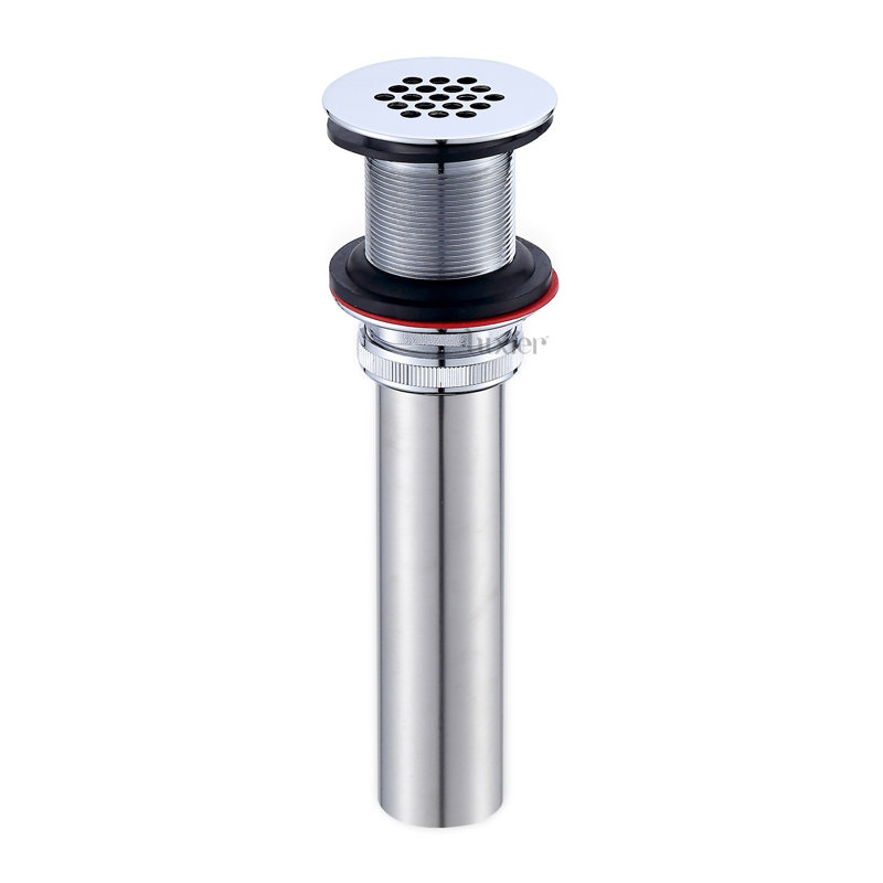 Grid Bathroom Sink Drain with No Overflow, Chrome