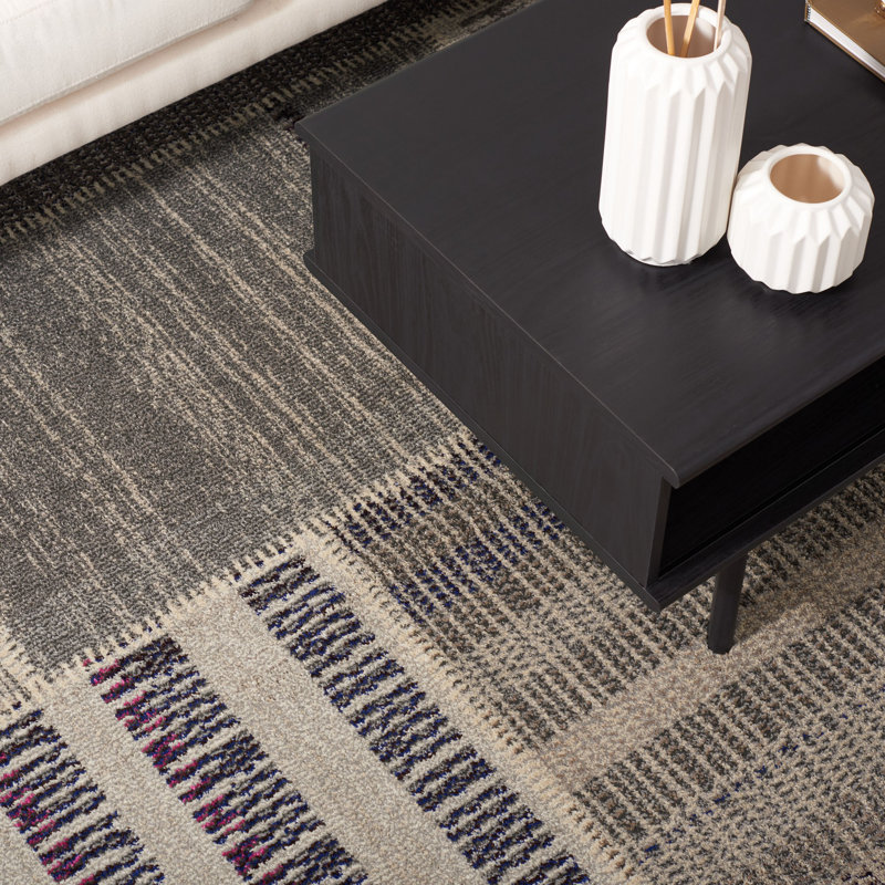 Tapis gris à motif géométrique Tucker, Rectangle 8 pi x 11 pi