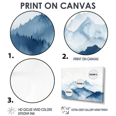 Winter Blue And White Mountain Majesty II - Landscape Mountains Canvas Print