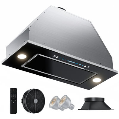 36 In. 400CFM Convertible Ductless To Ducted Insert Range Hood In Stainless Steel With LED Lights And Washable Filter