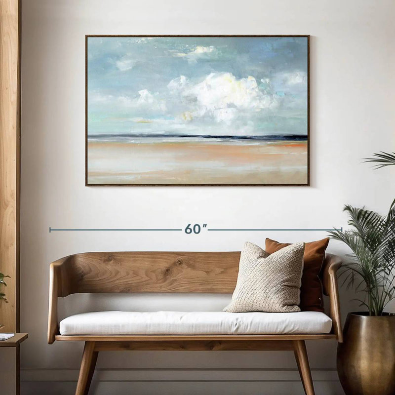 «Ocean Vista» par Sally Swatland - Reproduction rectangulaire sur toile à cadre flottant, 46 po x 31 po, Cadre flottant noyer