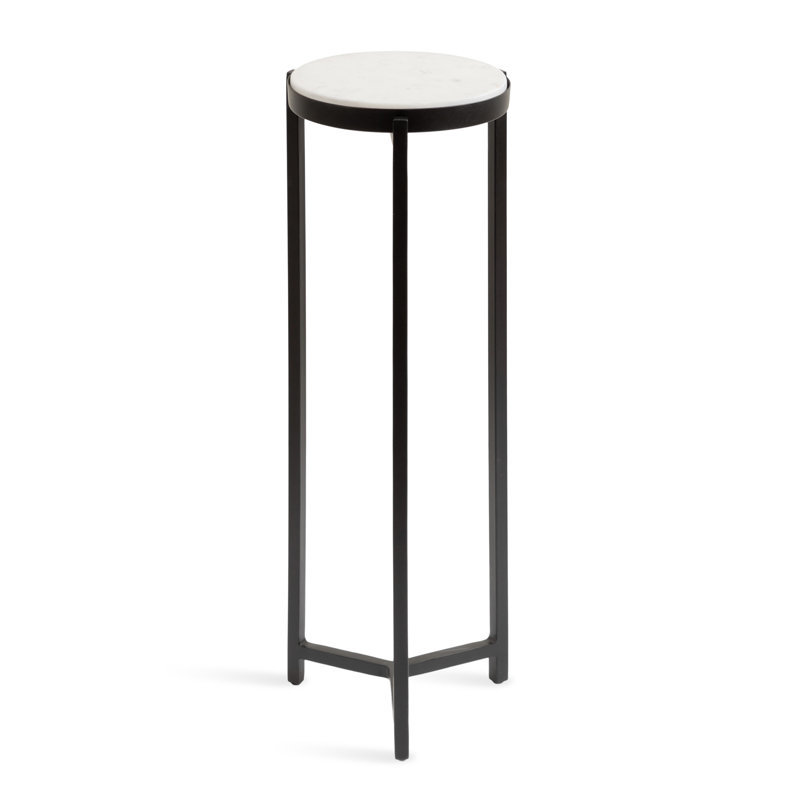 Eveland Round Metal Drink Table, White, Black