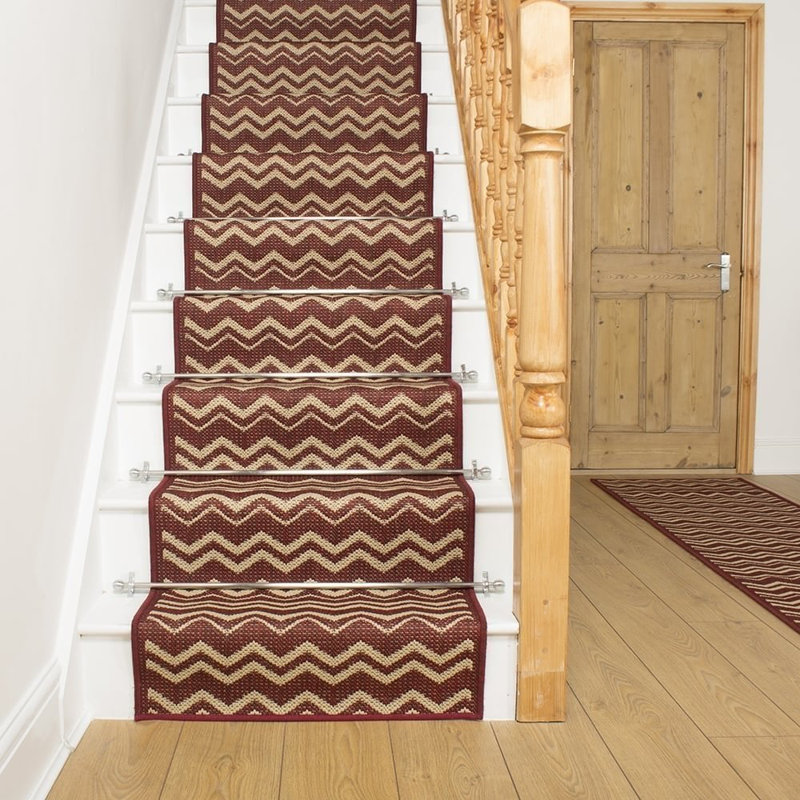 Stair Runner Abner Chevron Hand Woven Indoor Area Rug, Runner 660cm x 80cm
