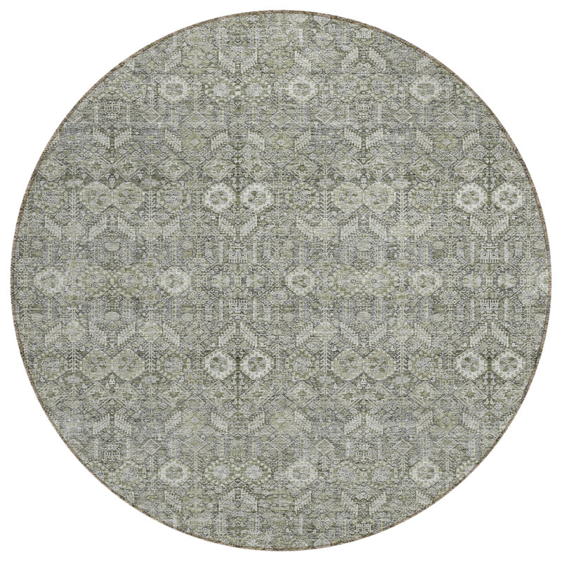 Morgane Washable Floral Indoor / Outdoor Rug, Round 8'