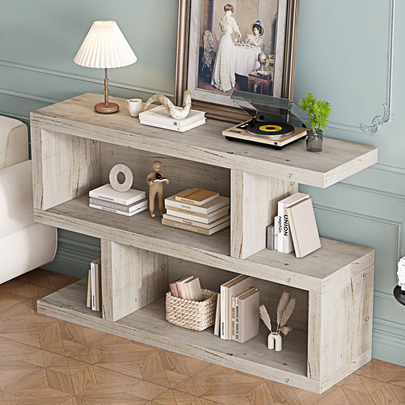 Table console étroite avec tablette ouverte, Naturel