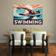 «Dynamic Swimmer Sunrise Retro Vintage Abstract Summer Landscape», reproduction d'art mural-1539712922