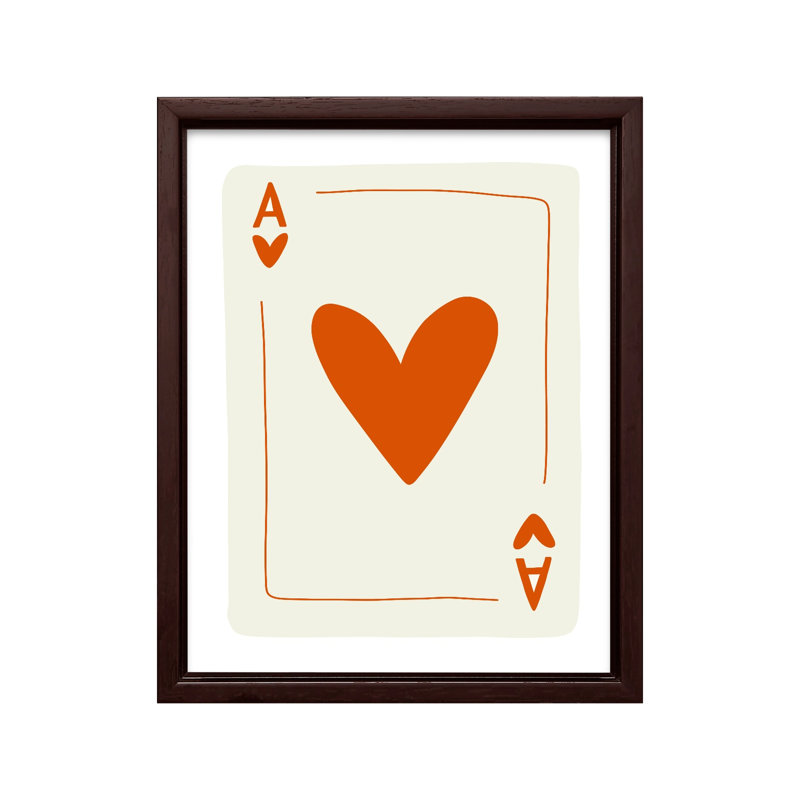 As de cœur, Canvas, 16"H x 20"W, Brown Framed