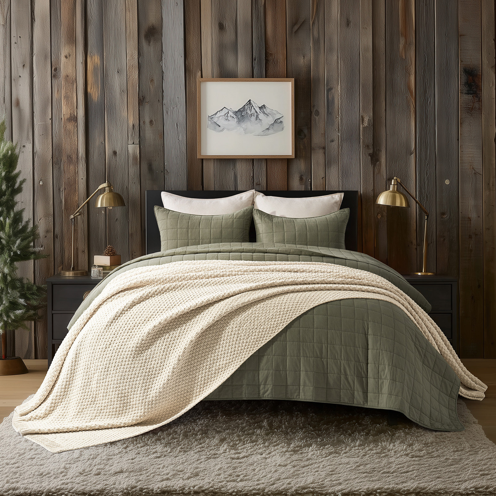 Chunky Chenille Weighted Throw Blanket, Beige, 108" L x 92" W