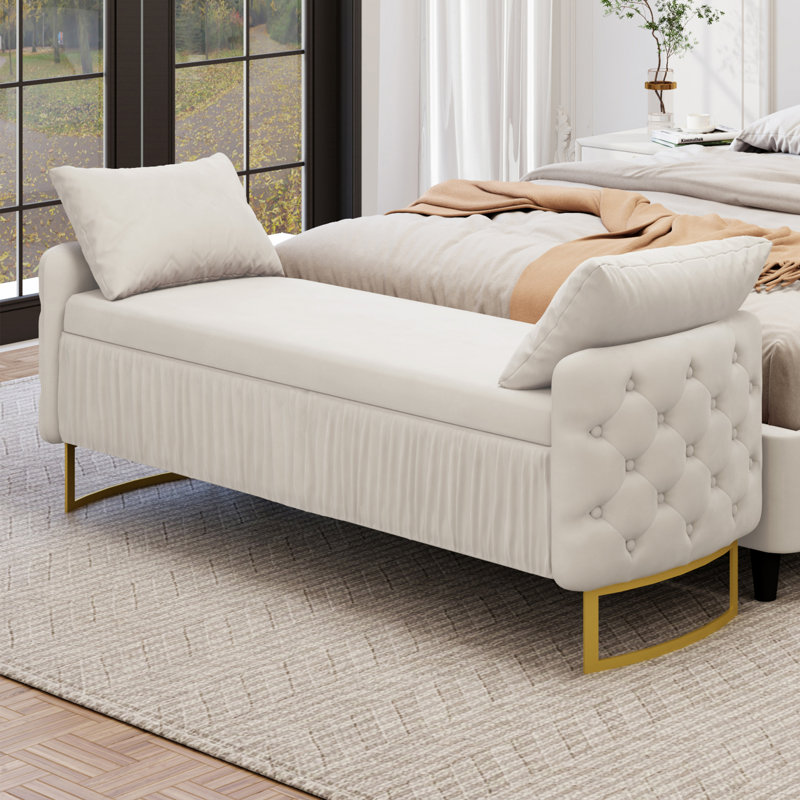 Elegant Full Size Velvet Upholstered Bed Frame Set With Versatile Ottoman Storage