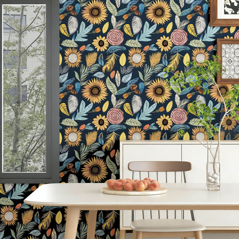 Papier peint adhésif rétro avec motif floral rétro Boho, L 393,7 po x l 17,5 po