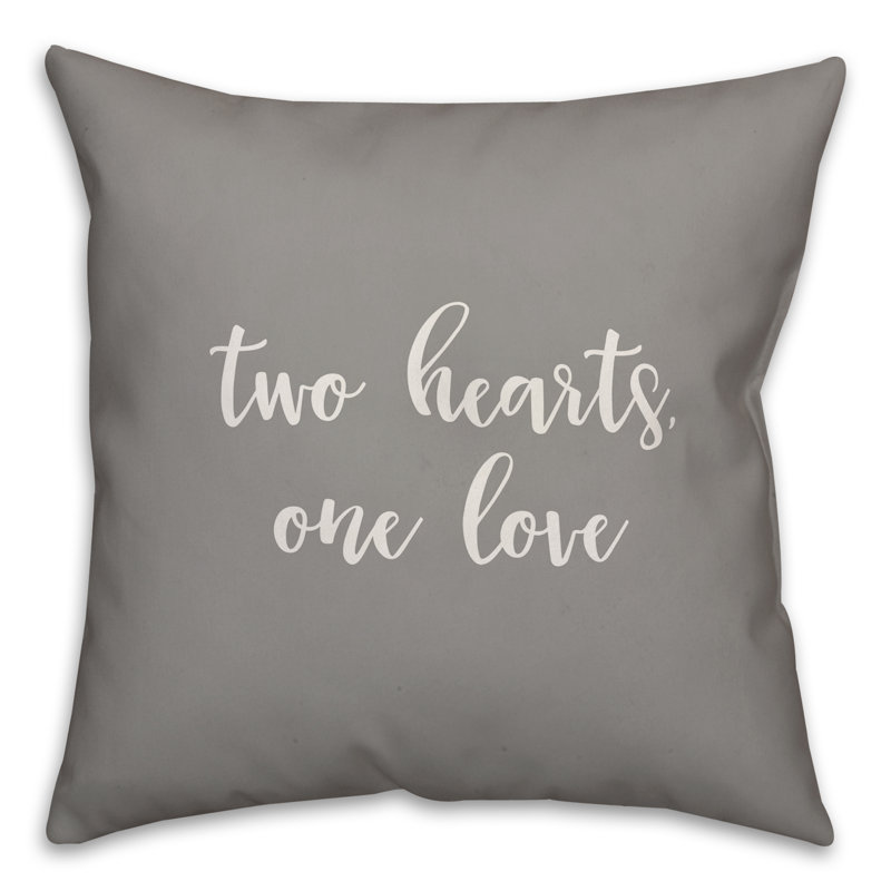  Coussin Two Hearts One Love, Gris, Housse de coussin