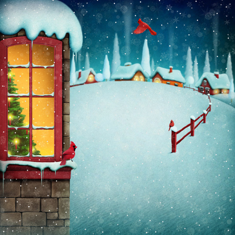 Christmas Tree In Window by Ann_Mei - Wrapped Canvas Print, 122cm H x 122cm W
