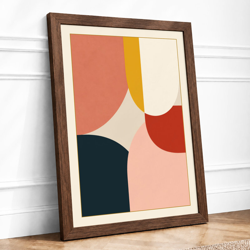 Organic Forms Mid-Century - Framed Print, A4 - 29.7 x 21.0 cm, Walnut