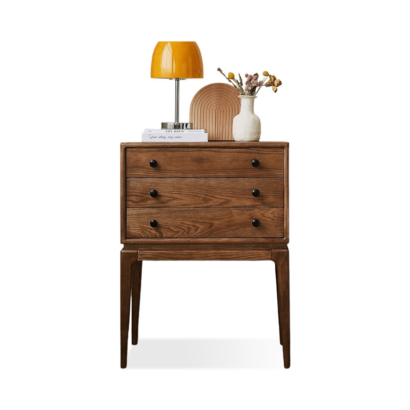 Modern Nut-Brown Solid Wood Accent Cabinet