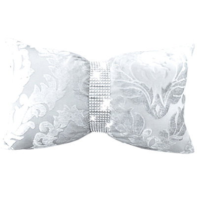 Nadia Damask White Rectangular Lumbar Cushion