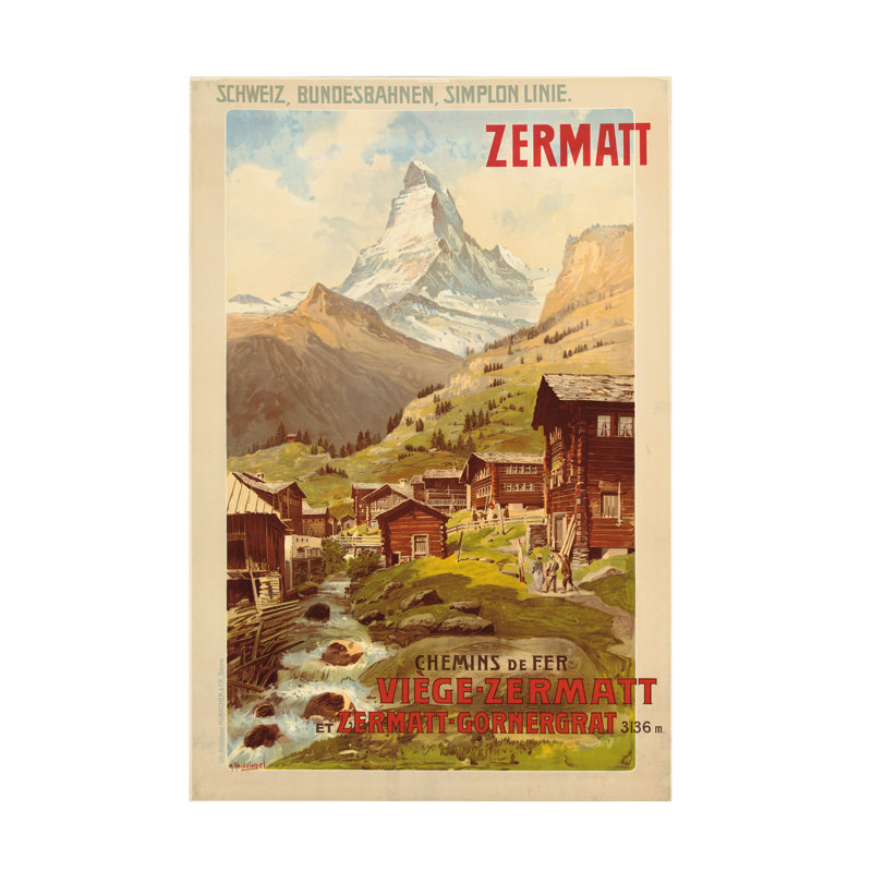 Art sur toile, Anton Reckziegel Zermatt, C.1900, 19" H x 12" W