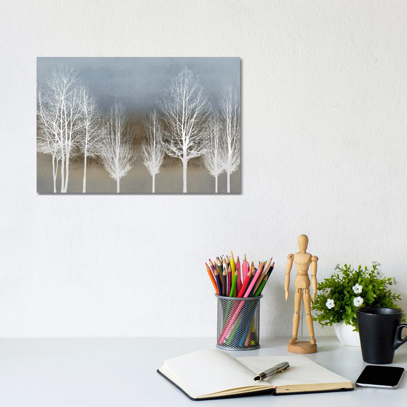 Trees On Brown And Blue by Kate Bennett - Wrapped Canvas Painting, 20.32 cm H x 30.48 cm W