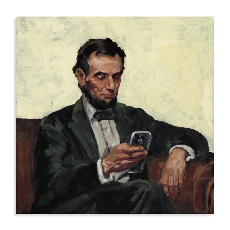 Abe avec toile pour téléphone portable, design par Studio Bautista, H 17 po x l 17 po