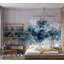 Murale abstraite pelez et collez - Vague bleue moderne-1214483401