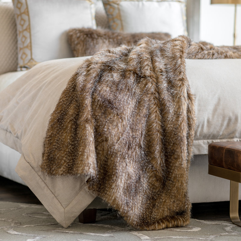 Faux Fur Throw Blanket, Chestnut