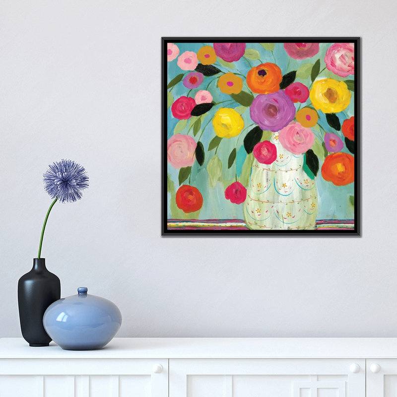 " Fiesta " by Carrie Schmitt, 18" H x 18" W x 1.5" D, Black Framed Canvas, No Mat