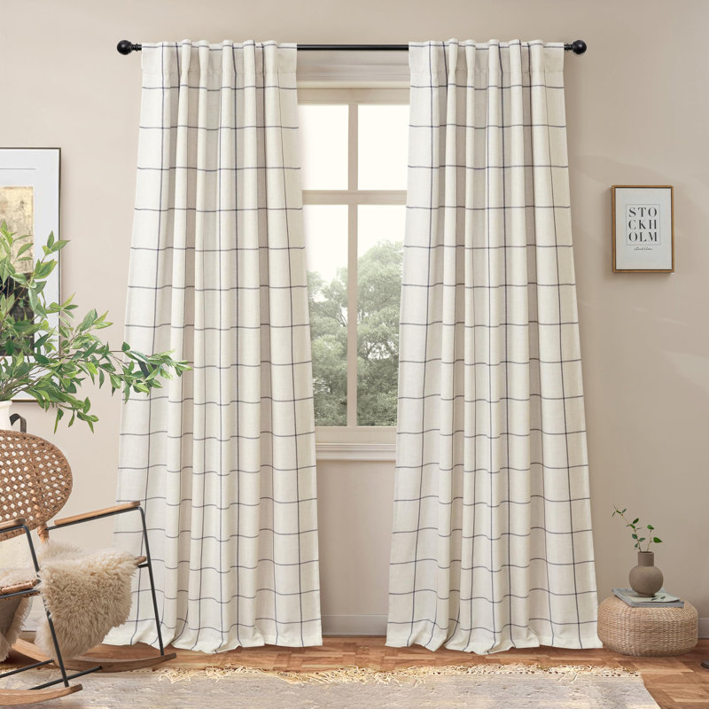 Windowpane WP Linen Blend Blackout Curtain Pair, 132cm Width x 213cm Drop, Black