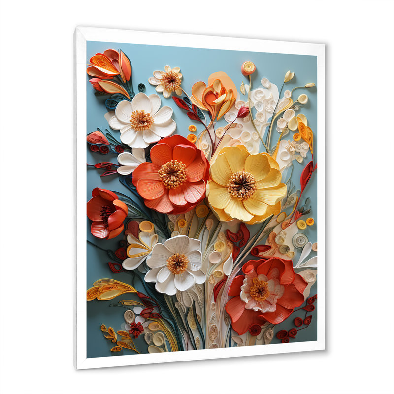 Mute Hue Buttercups Merge III - impressions sur toile Buttercups, Cadre simple blanc, H 44 po x l 34 po x P 1,5 po