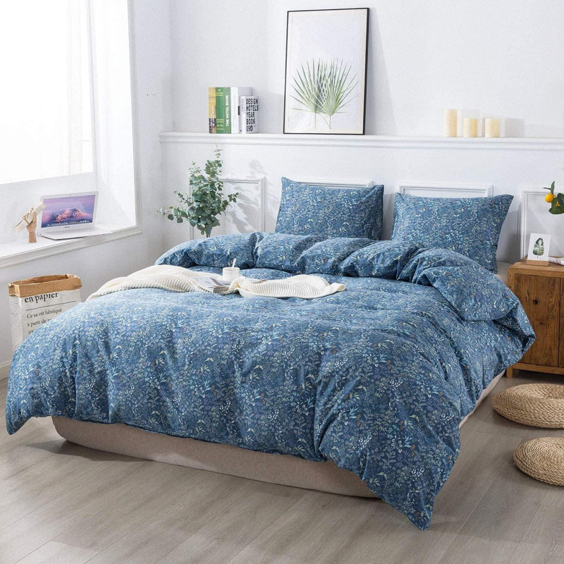 All-Season Boho Fluffy Floral Microfiber Comforter Set, Full Comforter + 2 Standard Pillowcases, Floral 14