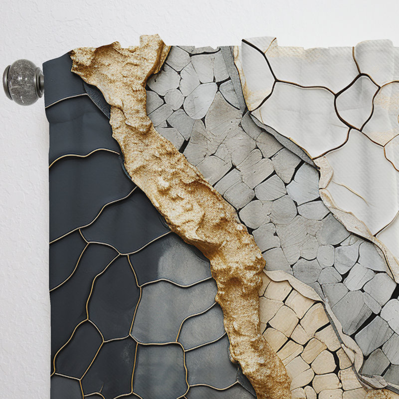 Gizela Black Gold Adorned Potteries VII - Spirals Curtain - Velvet Room Darkening - 1 Panel, 52" W x 95" L
