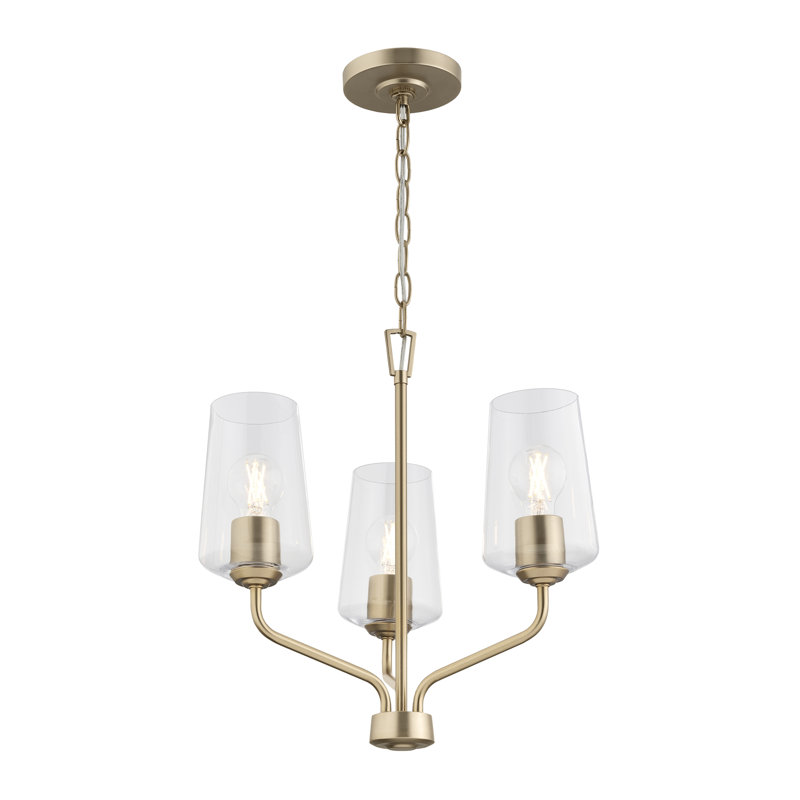 Celino Three-Light Chandelier with Clear Glass, 18" H x 18" W x 18" D, Bronze, 3 Lights