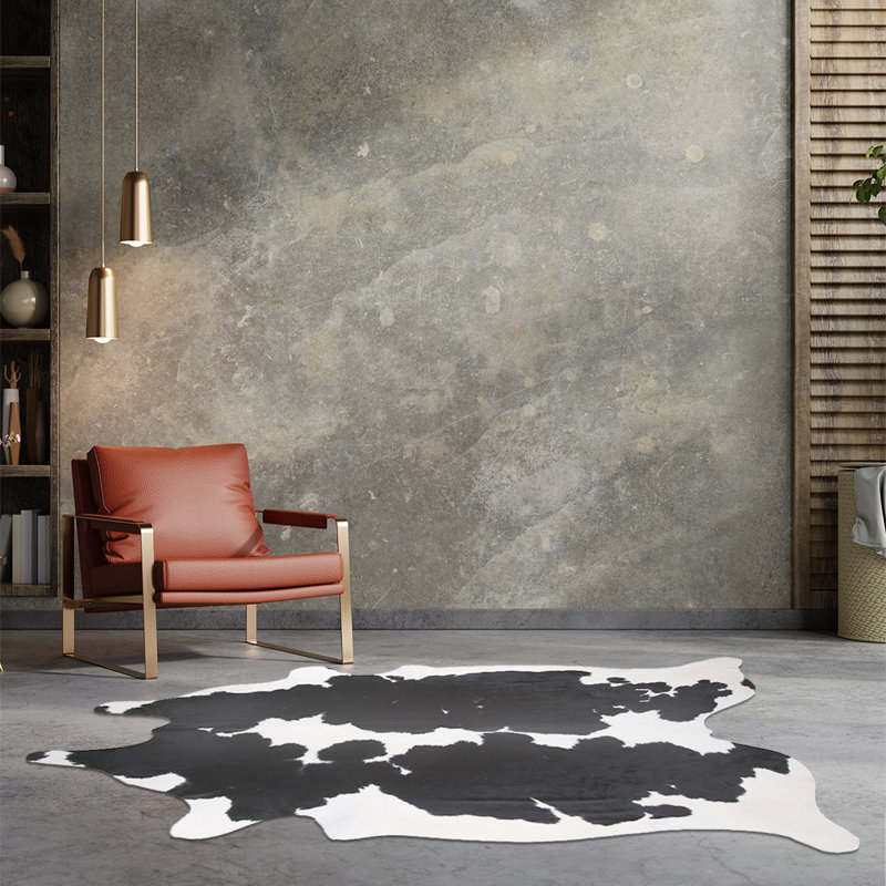 Custom Genuine Black and White Cowhide Rug, Novelty 6'2" x 7'4"
