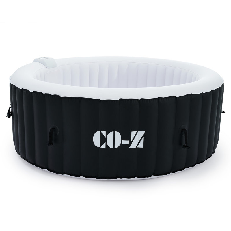 CO-Z Round Black and White Inflatable 4-Person Hot Tub