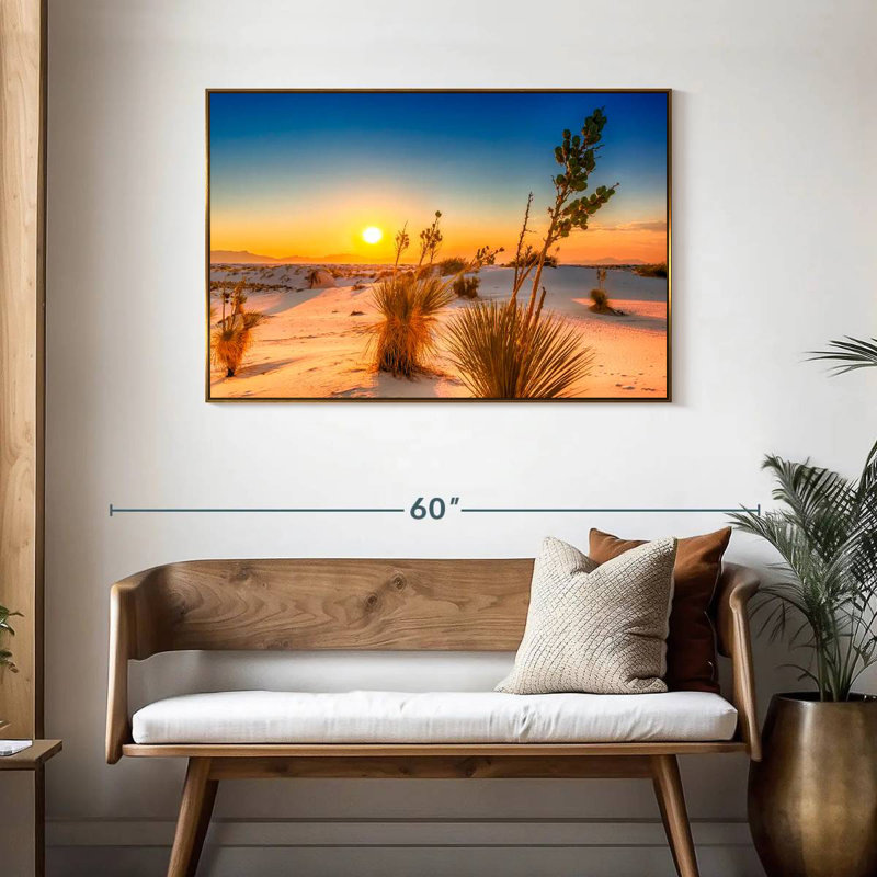 Coucher de soleil White Sands, Cadre flottant doré, 43 po x 29 po