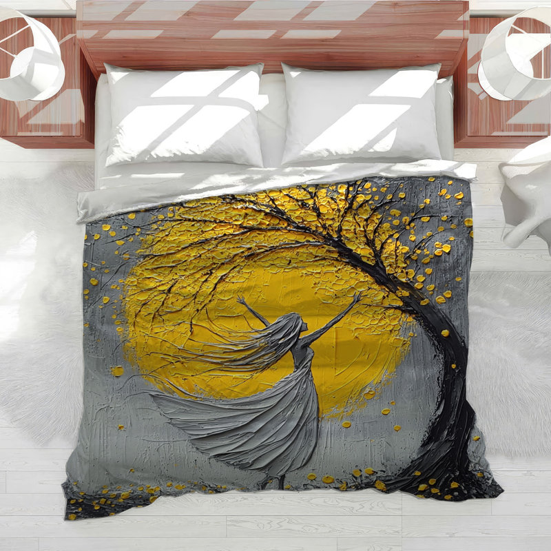 Dancing Figure Bedding Abstract Comforter Art Deco, Twin Comforter