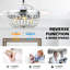 42" Crystal Ceiling Fan With Lights And Remote Control, 6-Speed Reversible DC Motor, Adjustable Height For Living Room, Bedroom