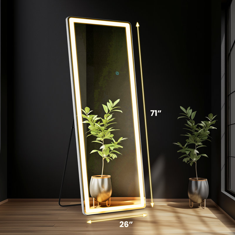 Miroir de plancher rectangulaire en métal Hameed, 71 po x 26 po
