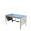 Table basse d'extérieur durable avec verre trempé transparent, idéale pour les espaces de vie extérieurs modernes et fonctionnels.