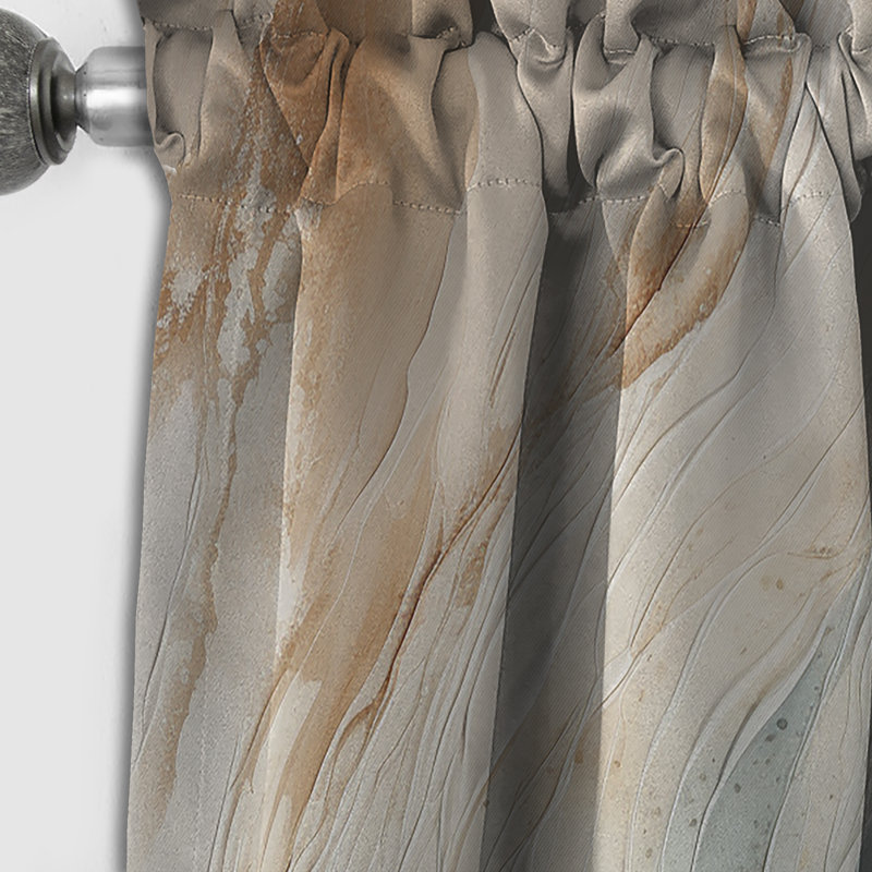Modern Blue And Beige Sand Aerial View V - Beach Sand Blackout Coastal Curtain - 1 Panel, 52" W x 108" L