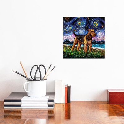 " Airedale Terrier Night " by Aja Trier Painting Print