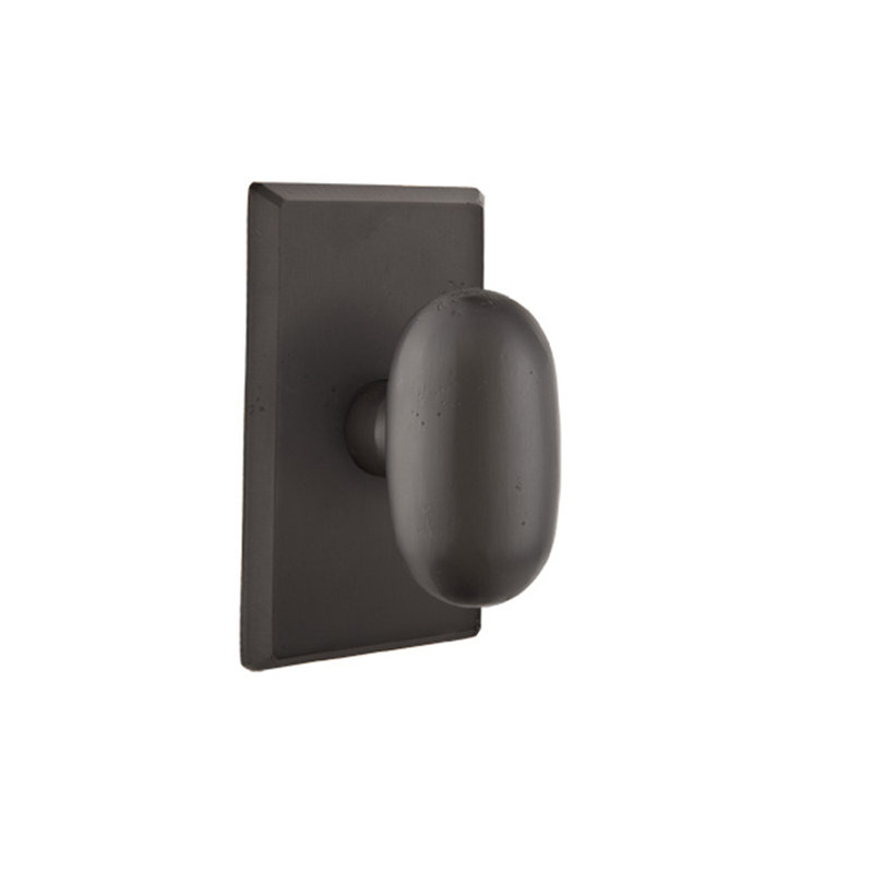 Ensemble de boutons de passage Emtek avec rosette et bouton à œufs # 3 Sandcast, Dos plat