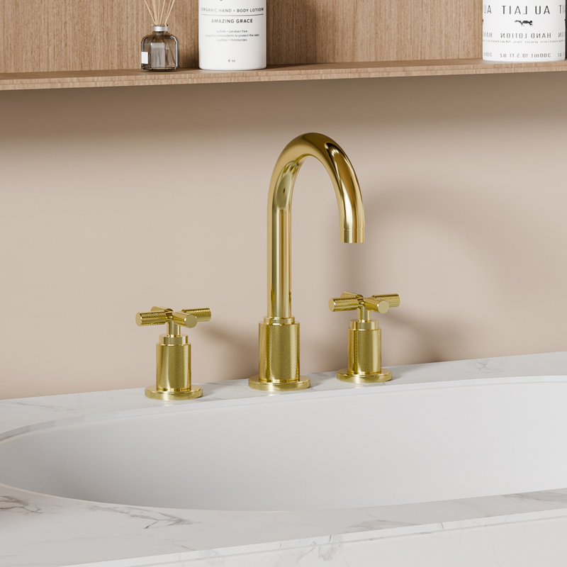 Robinet de salle de bain à 2 poignées avec drain, Or zirconium, Poignées croix