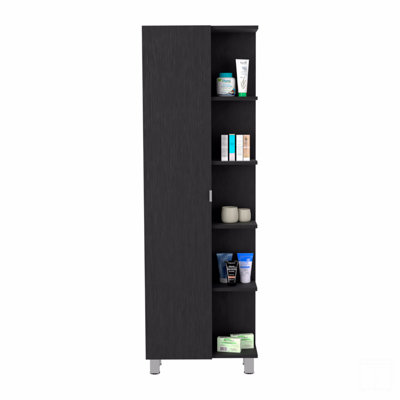 Armoire à porte simple H 62 po, cinq tablettes extérieures, quatre tablettes intérieures