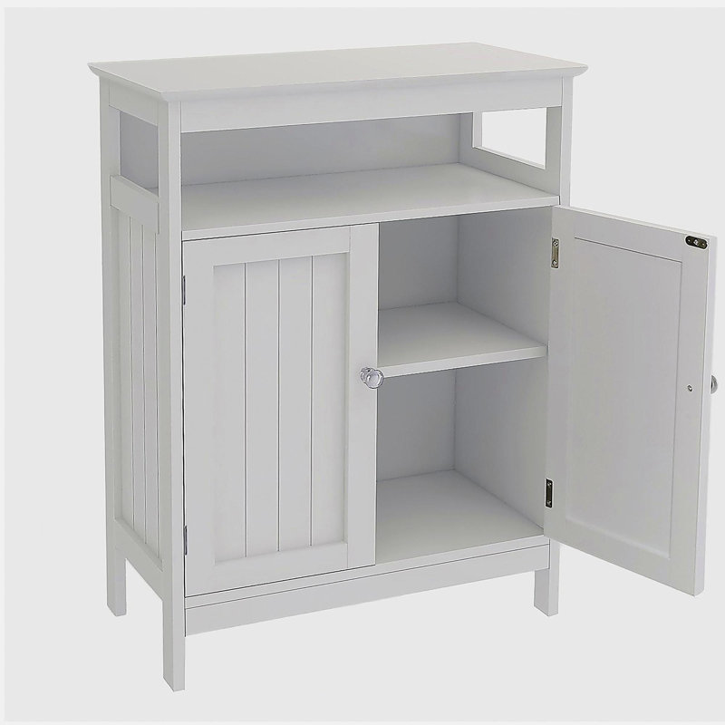 Armoire de rangement pour salle de bain avec portes à double volet - Blanc
