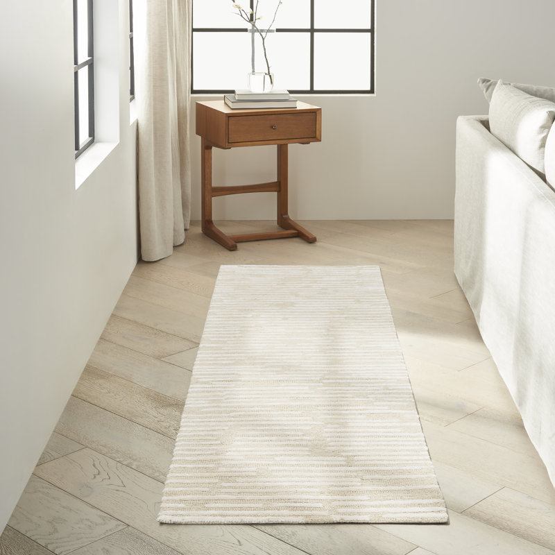 CK010 LINEAR Striped Hand Woven Area Rug, Runner 69 x 244cm