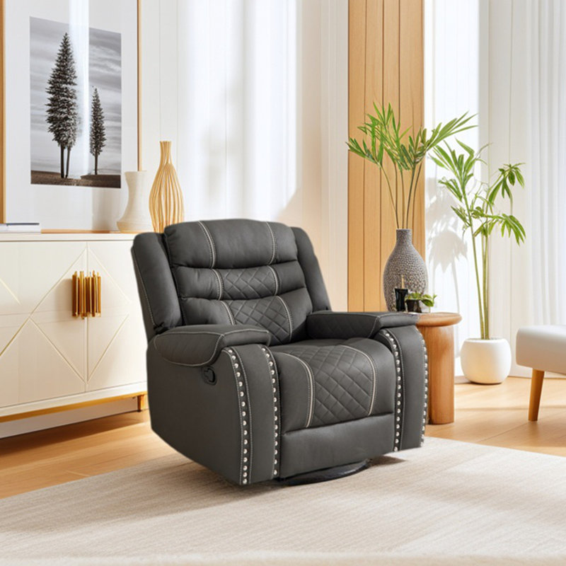 1 Seat Recliner Chair, Microfiber Manual Recliner Chair with Comfortable Arms and Back Single Sofa for Living Room