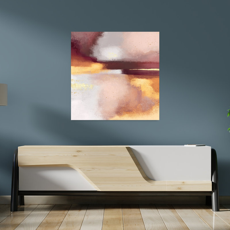 Burgundy Sunset Abstract Colorful Modern Wall Art Print, 91.44cm H x 91.44cm W