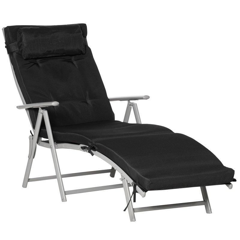 Chaise longue d'extérieur pliante noire