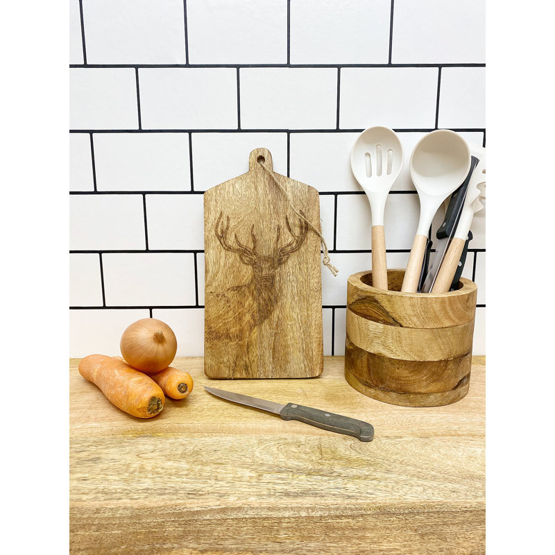Stag Engraved Wooden Cheese Board